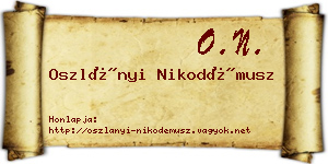 Oszlányi Nikodémusz névjegykártya